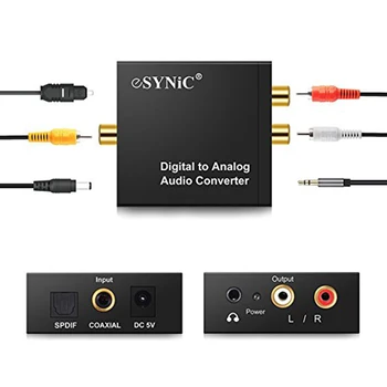 

Coaxial Optical Fiber Toslink Digital to Analog L/R RCA Jack Audio Converter 3.5mm Jack Optical Right Left Channel For HDTV