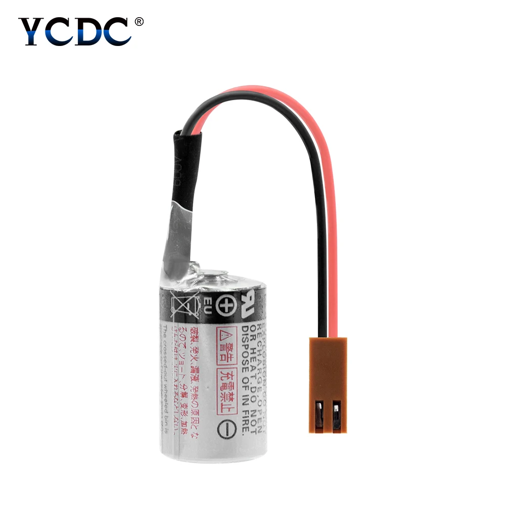 3.6V 1000mAh ER3V PLC Battery Li-ion Lithium Replacement Cell With Brown Plug For CNC Machine Lithium Li-ion Backup Batteries
