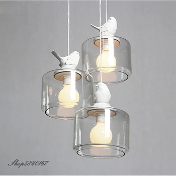 

Nordic Glass Pendant Lights Resin Bird Lamp Living Room Hanging Lamps Home Decor Bedroom Lamps Kitchen Fixtures Pendant Lamp E27