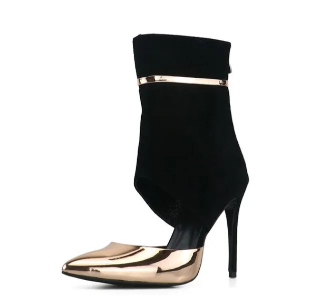 

YEELOCA Ankle Boots M001 Genuine Suede Pointed Toe High Heels Booties Zipper Fashion Stiletto Heel Shoes for Woman KZ0881