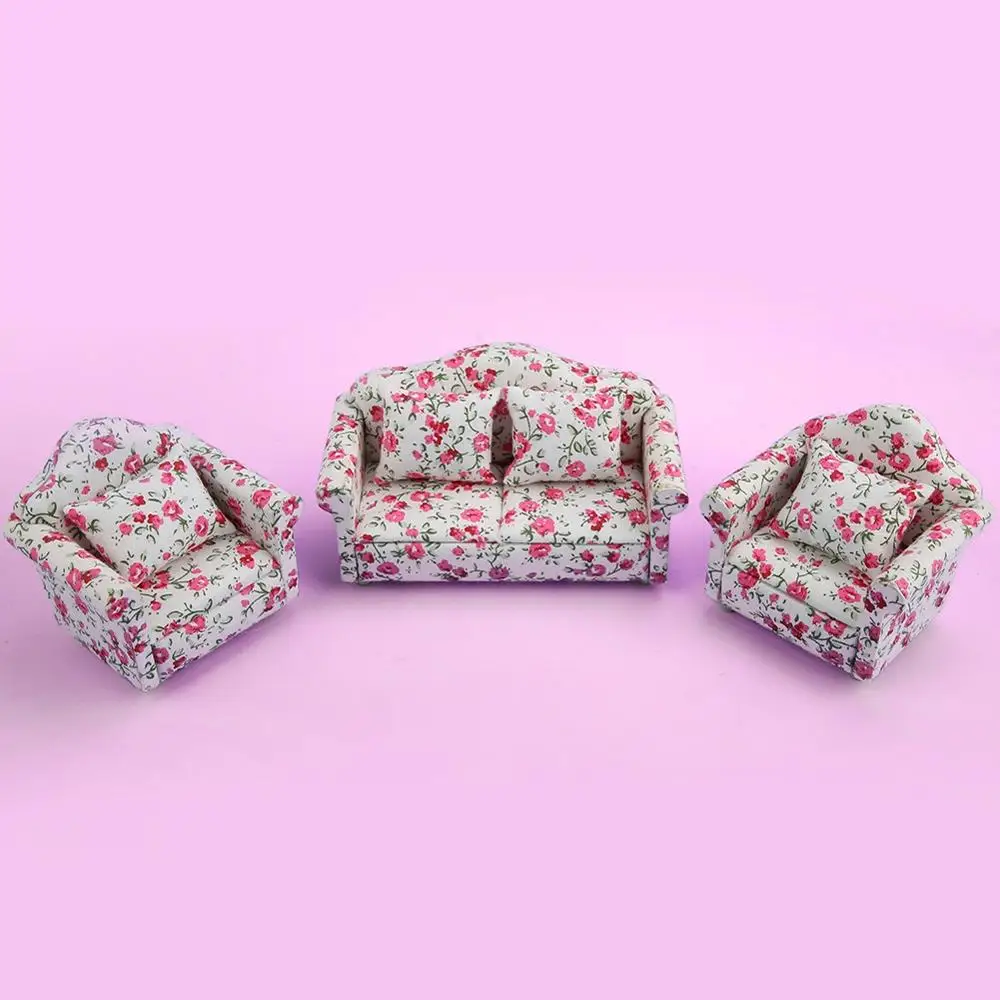 SOFA SET3 1/12 игрушка для ролевых игр, миниатюрный диван, набор мебели для гостиной, аксессуары, игрушка для детей, Детский подарок, имитация Кукольный диван - Цвет: SOFA SET3