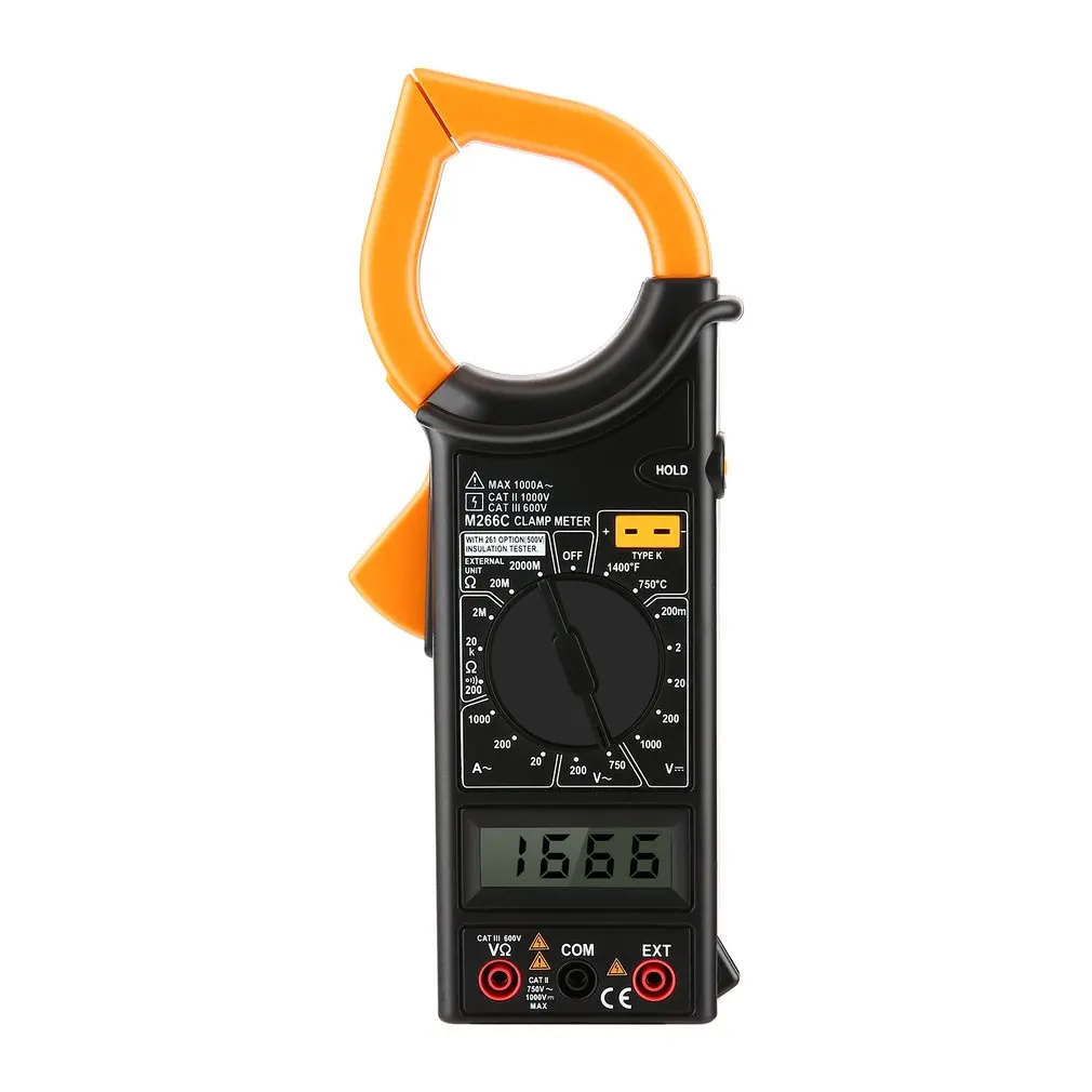 

M266C AC/DC Digital Clamp Meter Handheld Multimeter Voltage Current Resistance Temperature Frequency Electrical Tester