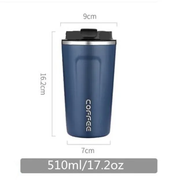 Termo portátil de acero inoxidable para café, frasco de vacío para coche,  taza de viaje, botella de agua térmica aislada, mantiene el frío/caliente,  380/510ml