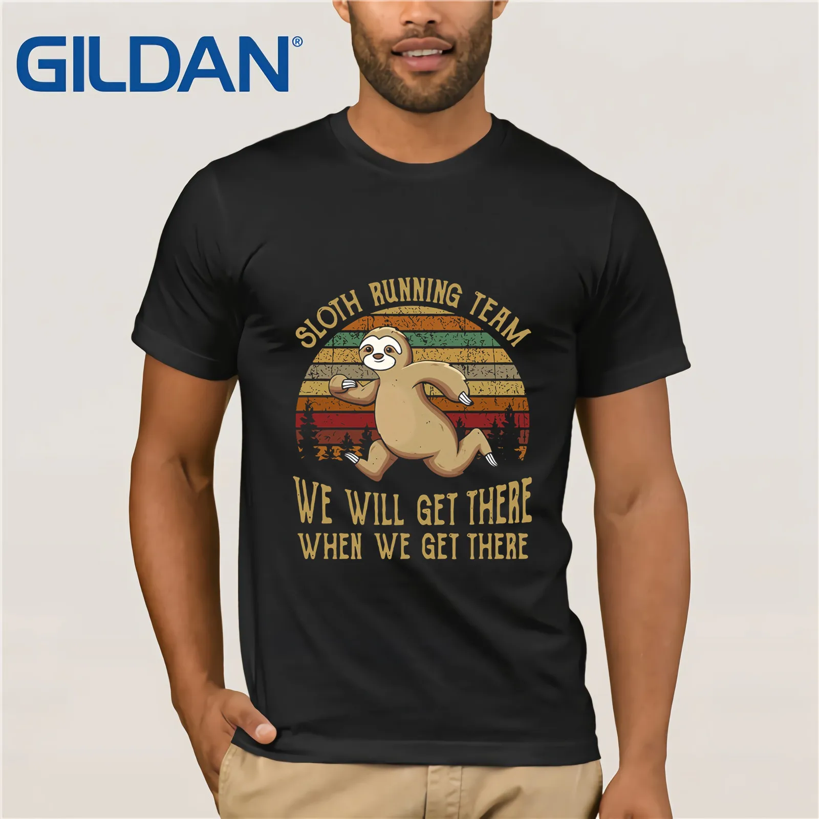 

Sloth Running Team We Will Get There When We Get There Vintage 2019 Summer Men's Short Sleeve T-Shirt