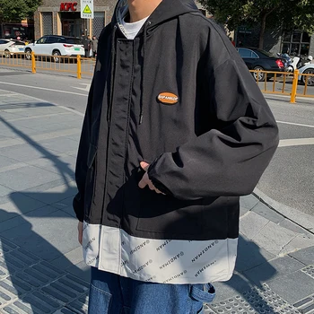 

2020 Spring And Autumn New Youth Popular Couple Hit Color Stitching Hooded Jacket Fashion Casual Loose Wild Top S-2XL