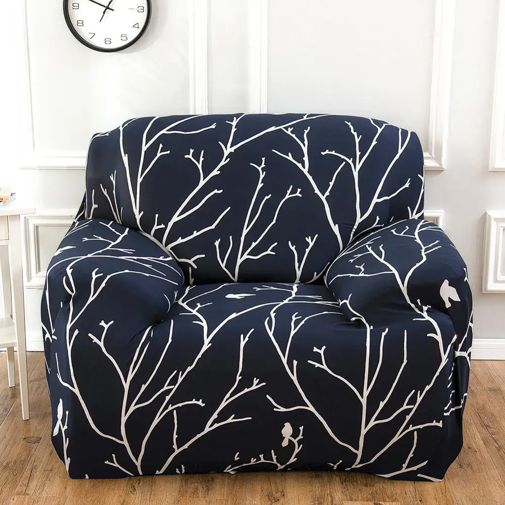1 Seat 90-130 cm Yeahmart 1/2/3 местный эластичные чехлы для диванов ветви и нарисованными птицами угловой диван кушетка чехол стоматологическое кресло крышка протектор для Гостиная - Цвет: 1 Seat 90-130 cm