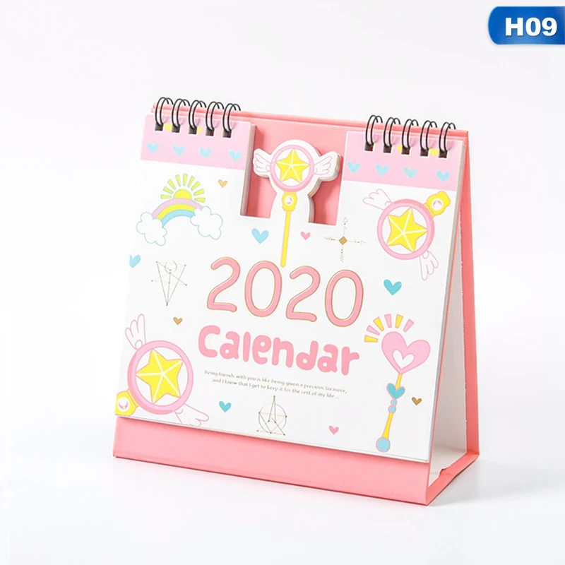 2020 свежий стиль DIY мультфильм Животные Мини Настольная бумага календарь двойной ежедневный планировщик стол планировщик годовой