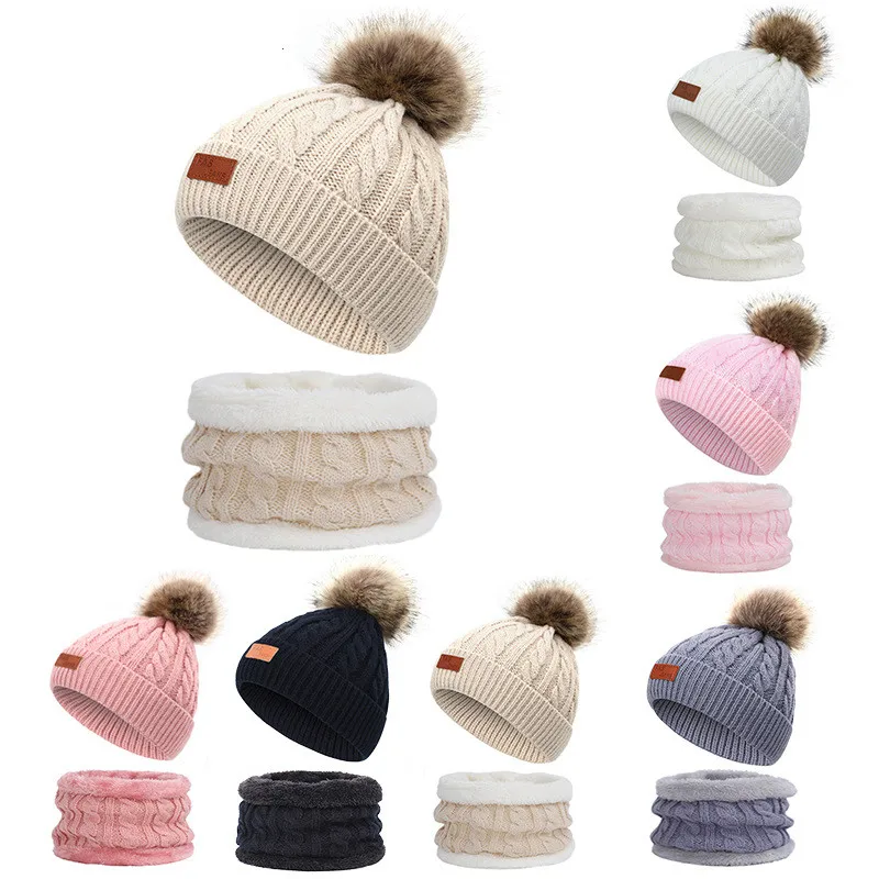 

2019 New Autumn and Winter Children's Single Fur Ball Set Baby Baby Thick Knitted Hat Collar All-match Children's Hat Fashion