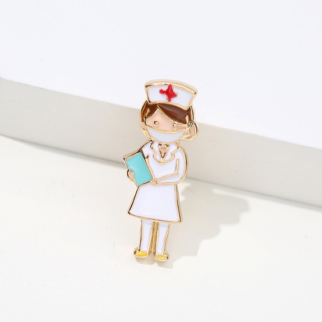 Sale Medical Medicine Brooch Pin Stethoscope Electrocardiogram Heart Shaped Pin Nurse Doctor Backpack Lapel Enamel Jewelry