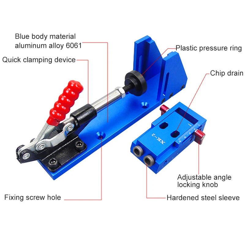 XK-2 карманное наклонное отверстие джиг деревообрабатывающий плотник комплект тумблеры с сверлильным долото дерево 9,5 мм Дырокол локатор