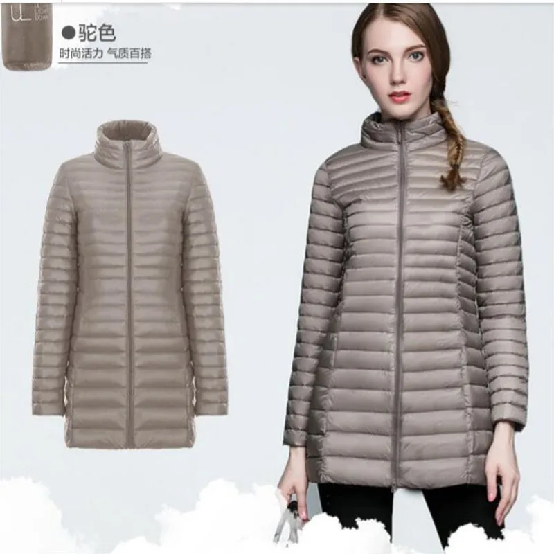 Новое Женское зимнее пуховое пальто средней длины, белая куртка-пуховик на утином пуху, женская теплая верхняя одежда, куртка-парка