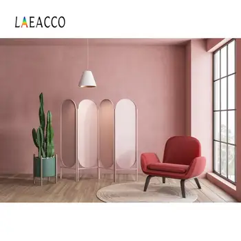 

Laeacco Pink Living Room Armchair Screen Wood Floor French Window Interior Photography Backdrop Photo Background Photo Studio