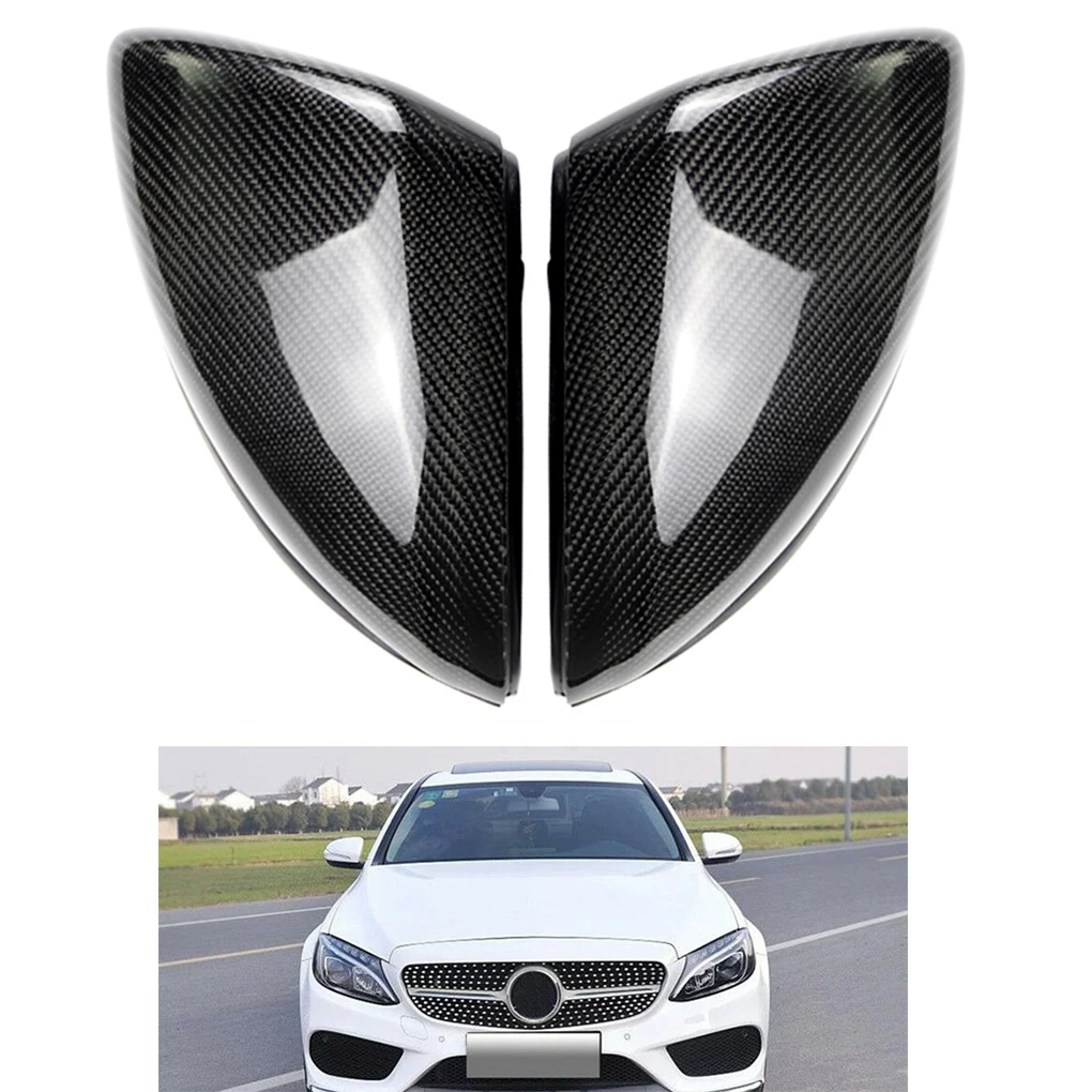 Замена для Mercedes Benz C Class W205- 1 пара автомобиля боковое зеркало из углеродного волокна защитная крышка колпачки - Цвет: black