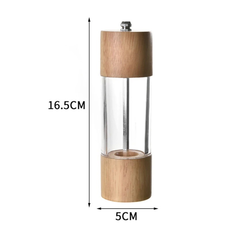 Set Macina Sale E Pepe In Legno Di Quercia Con Rotore In Ceramica Regolabile E Finestra Trasparente - 4