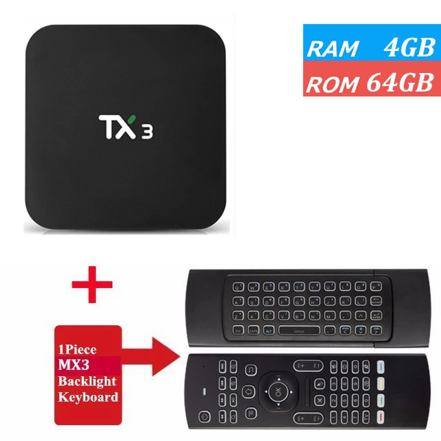 TX3 Amlogic S905X3 Android 9,0 ТВ приставка 4G ram 32GB 64GB rom четырехъядерный 2,4G/5 GHz Wifi BT H.265 2G 16G 8K медиаплеер - Цвет: 4G 64G MX3 Backllit