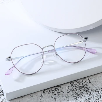 

2020 new oval literary glasses metal men and women decorative flat mirror fashion can be equipped with myopia glasses frame.