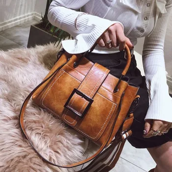 

Vintage Women Shoulder Bag Top Handle Satchels PU Leather Purses Dames Tassen Multi Layers Ladies Hand Bags Torebka