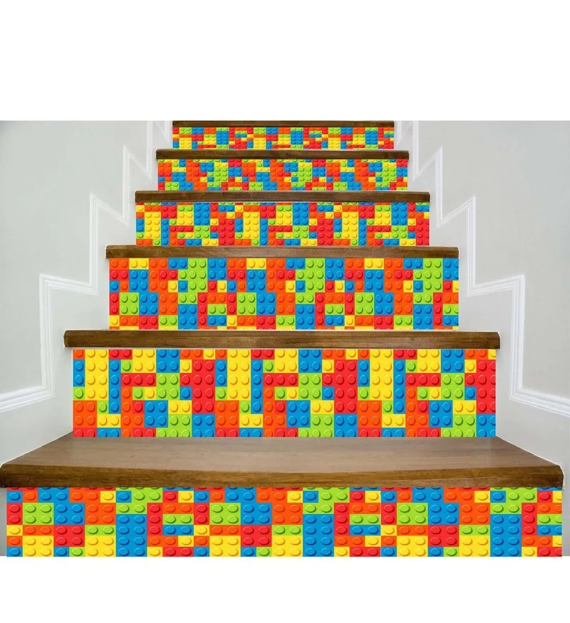 

6Pieces/setLT004 Lego 3D Simulation Stair Stickers Removable Waterproof Steps Decorative Wall Stickers Home Dropship