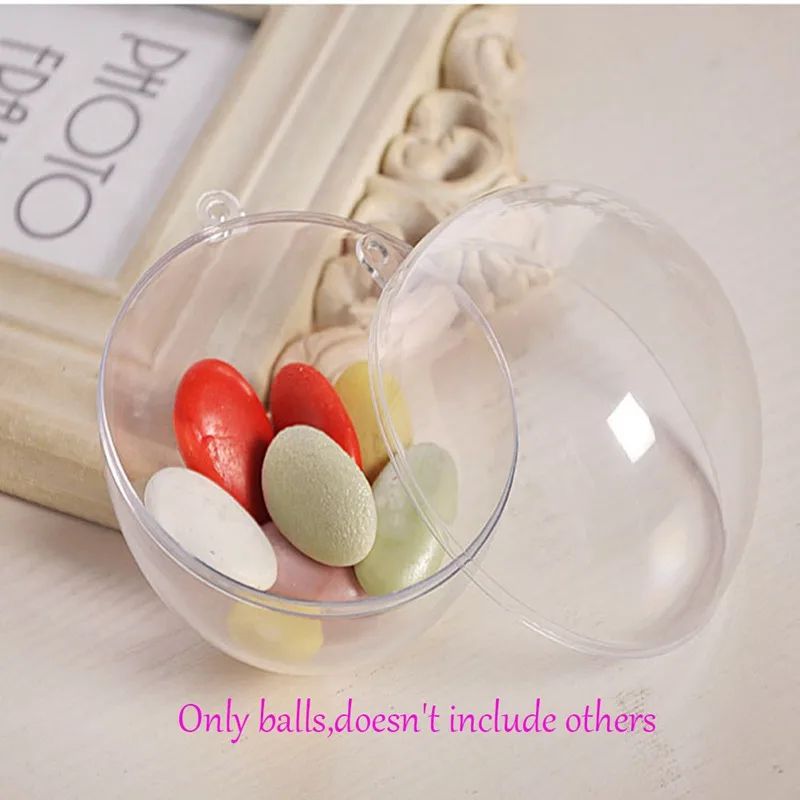 20Pcs Christmas Tress Hanging Decorations Ball Transparent Open Plastic Transparent Ornament Kids Favors Party Supplies