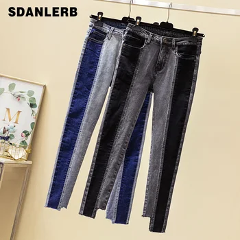 

Women's Fashion Color Patch Jeans Pencil Pants Slim Skinny Stretch Denim Trousers Plus Size Fitting 4XL Jeans