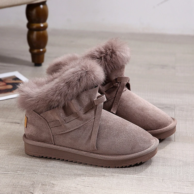 Plush Snow Boots Women Winter Shoes Keep Warm Ankle Boots Non Slip Waterproof Casual Short Booties for Ladies Black Brown