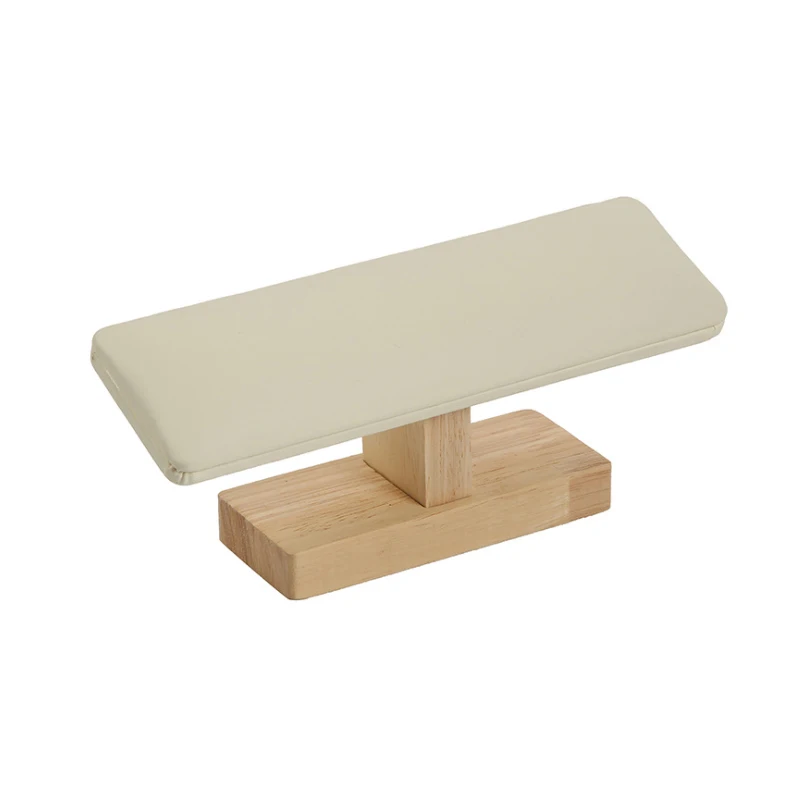 Fashion Hot Sale White PU Bamboo T-bar Bangle Shelf Watch Display Rack Jewelry Storage Organizer Wood Watch Bracelet Chain Stand