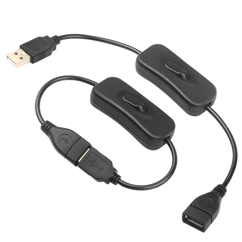 USB Extension Cable 2.0 A Male to Female Connector Adapter Data Extender Extra Cable Switch ON OFF Toggle LED For PC Lapto