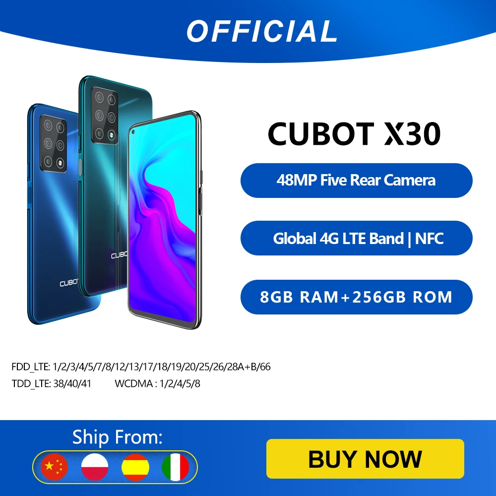 Cubot X30 8gb Smartphone 48mp Five Camera 32mp Selfie Nfc 256gb 6 4 Fhd Fullview Display Android 10 Global Version Helio P60 Cellphones Aliexpress
