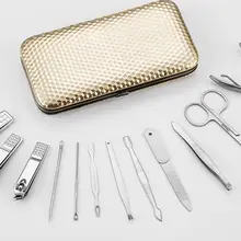 Профессиональный набор для ухода за ногтями Маникюрный набор для ухода с чехол для путешествий(золото