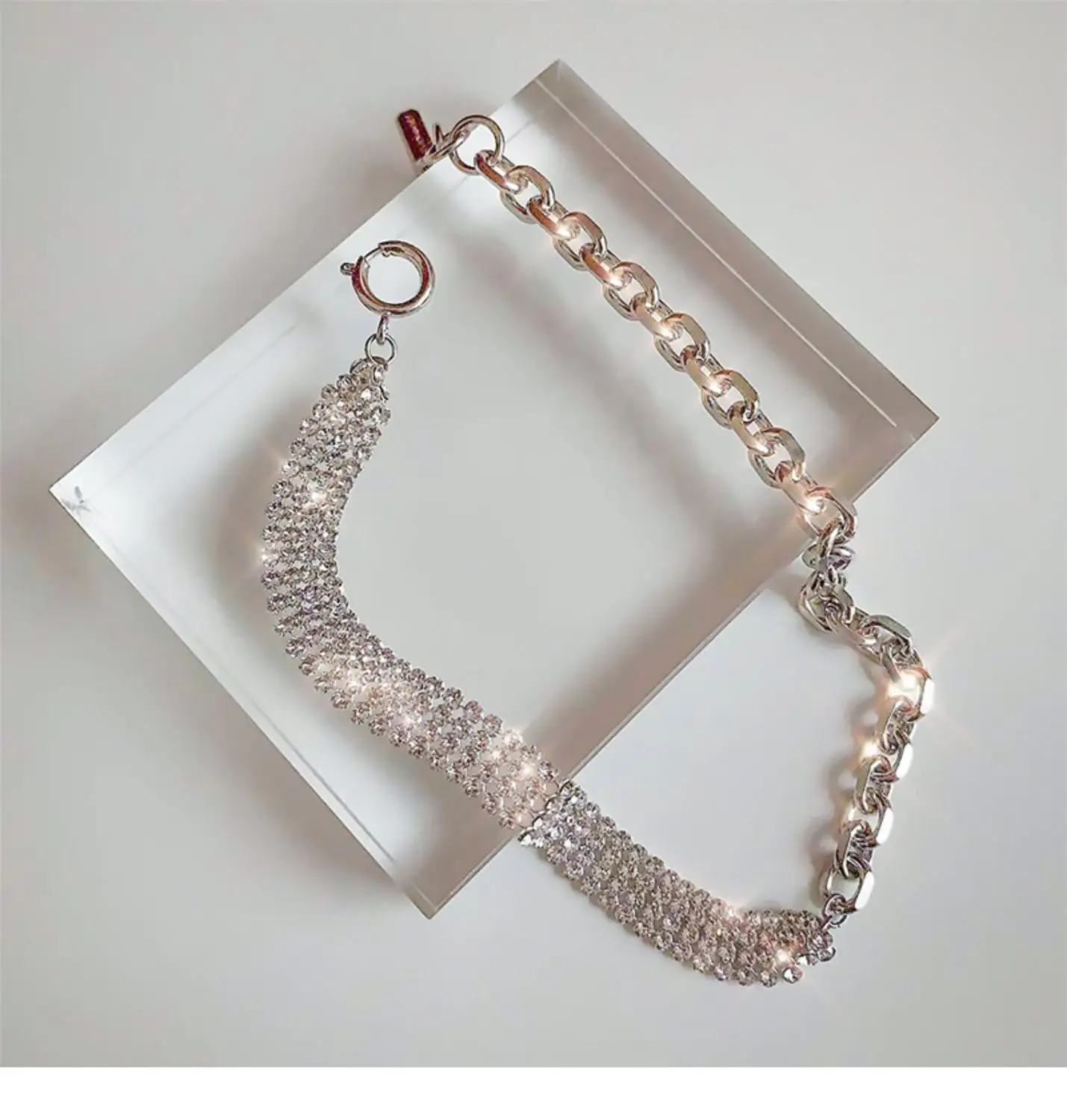 Эффектные INS Trendywoob хип хоп колье из горного хрусталя короткая Шейная цепочка Кулон Ожерелье Длинная цепочка хип хоп ювелирные изделия женский подарок