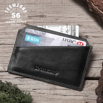 

Famous Brand Genuine Leather Men Card Holder Bag With Wrist Belt Business Male Card Bag Black Cow Leather Man Card Case 50