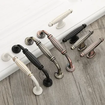 European Solid Zinc Alloy Cabinet Knobs And Handles Kitchen Vintage Drawer Cupboard Wardrobe Door Handles Furniture Handles