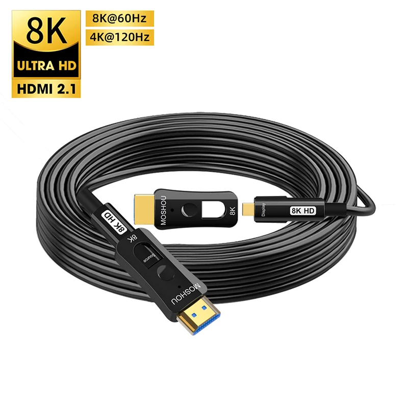 8K Micro HDMI to HDMI 2.1 Optical Fiber Threading Pipe Cable 8K60Hz 4K120Hz for Xbox PS5