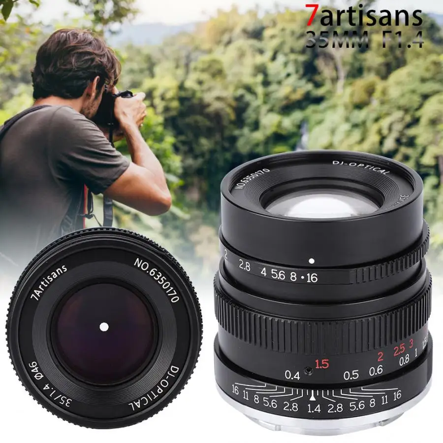 7 ремесленников 35 мм F1.4 полный объектив объектива para Для E-mount FX-mount камеры A7 A7II A7R A7RII A7S A6500 A6300 A6000 A5100 A5000
