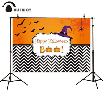 

Allenjoy Happy Halloween Backdrops Bat Wavy Pumpkin Boo Background Wallpaper Festival Photophone Photocall Events Supplies