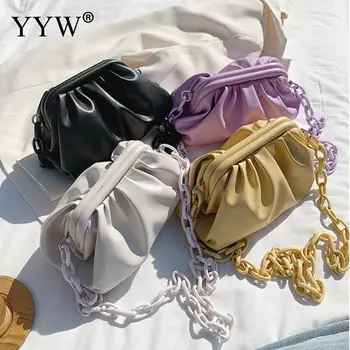 

2020 Lady Designer Handbag Solid Color Shoulder Messenger Bag Chain PU Leather Crossbody Bag For Women Cloud Bags Clutch Purse