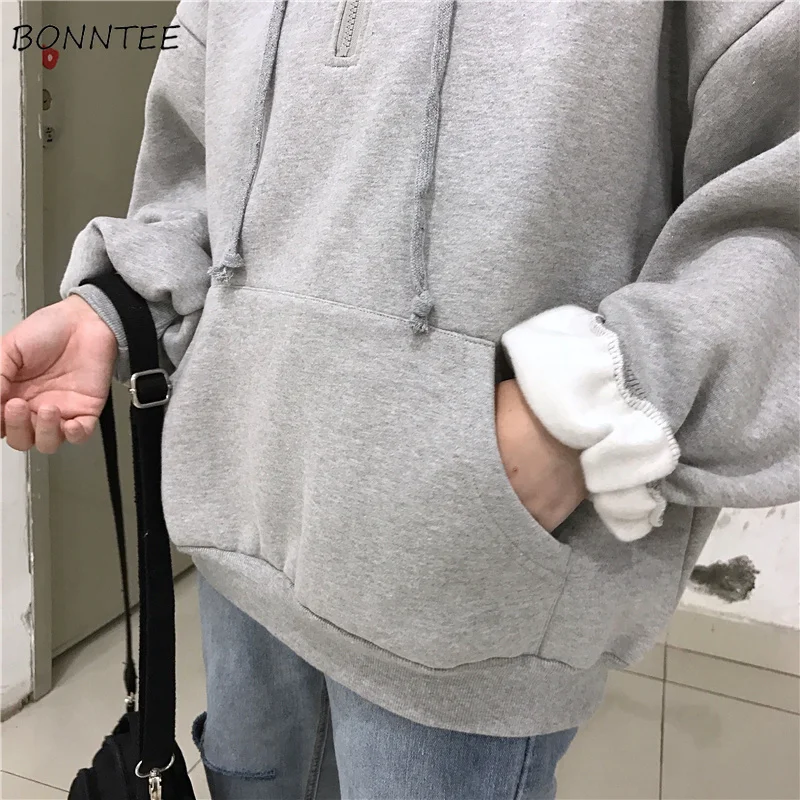 Женские зимние толстовки Ulzzang теплые высококачественные хлопковые свитшоты