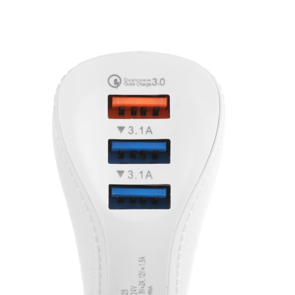 Универсальный 3-Порты и разъёмы Переходник USB для зарядки в машине QC 3,0 Быстрая зарядка для iPhone samsung iOS