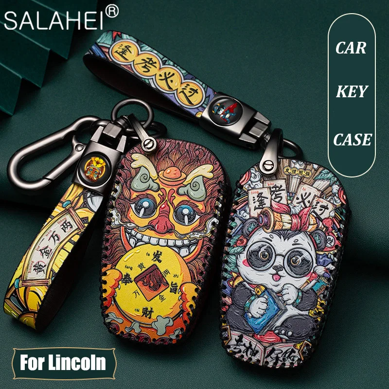 Leather Car Key Case Cover For Ford Fusion Mondeo Mustang Explorer Edge EcoSport Lincoln MKC MKZ MKX Accessories | Автомобили и