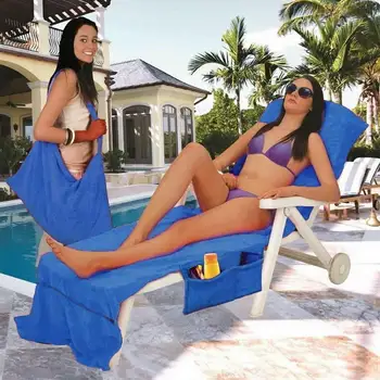

73x210cm microfiber beach chair cover deck chair towel beach towel double bath towel with pocket Knapsack beach towel