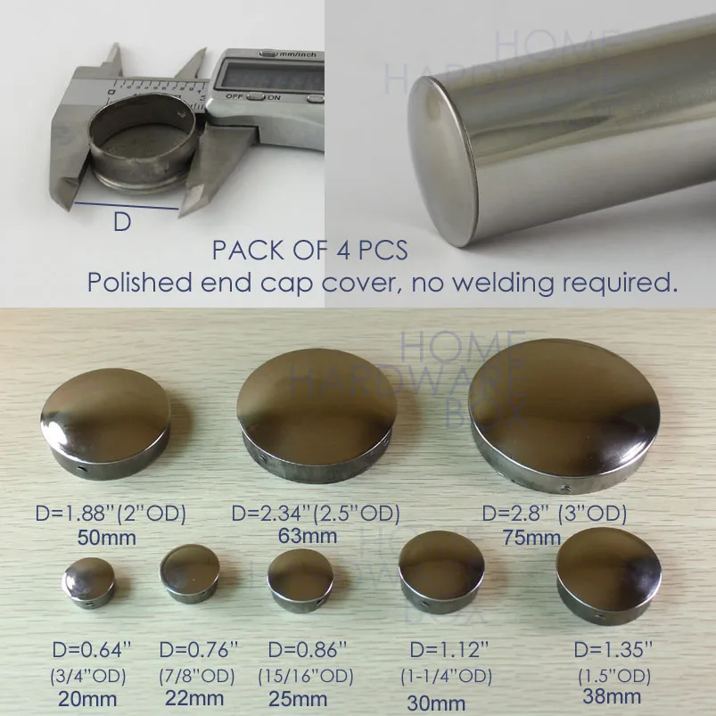 1 1/4 &quotO.D. Круглая трубчатая крышка из нержавеющей стали 30 мм 4 шт.|round steel pipes|4 pipepipe
