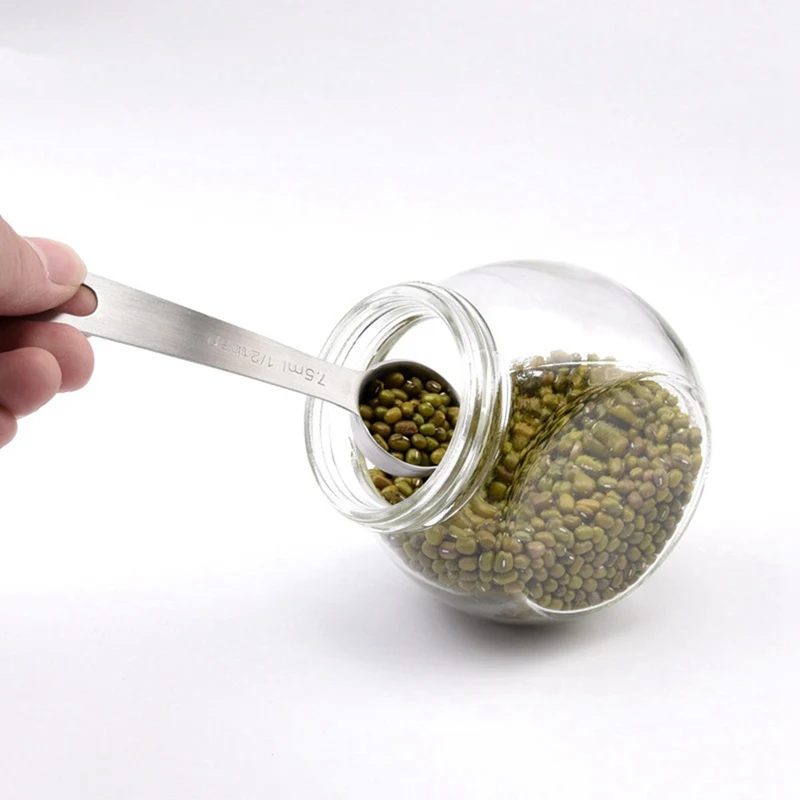 6 pcs/set Measuring Spoons Stainless Steel Seasoning Coffee Tea Measuring Spoons With Scale Bakery Tool Kitchen Supplies