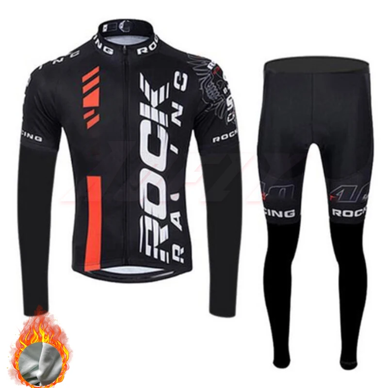 Strapless suit Зимний флисовый спортивный костюм pro team ROCK, черный цвет,, с длинным рукавом, для велоспорта, набор, теплый, MTB, быстросохнущий, одежда для велоспорта, Ropa ciclismo, гелевая подкладка - Цвет: Strapless suit