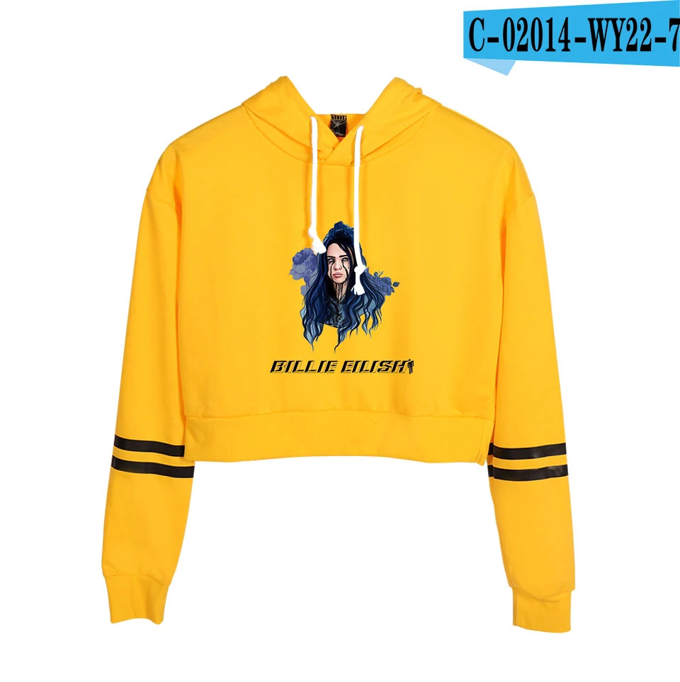 Billie Eilish 20th Century Tour модные пуловеры Толстовка Повседневная Популярная Милая крутая Спортивная Толстовка Kpop с пупком - Цвет: yellow