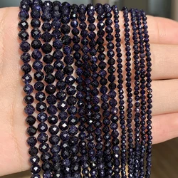 Natural Blue Sandstone Sapphires Faceted Loose Beads for Jewelry Making & DIY Gifts (Blue sandstone)