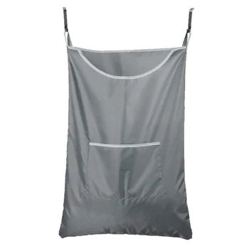 

Door-Hanging Dirty Clothes Bag, Space Saving Hanging Laundry Basket with Stainless Steel and Adhesive Hooks, Thicken