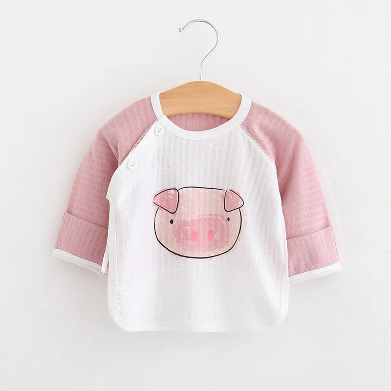 Newborn Half Back Clothes 0-3 Months Summer Pure Cotton Infant Baby Boys Girls Monk Clothes Casual Thin Long Sleeve Tshirt