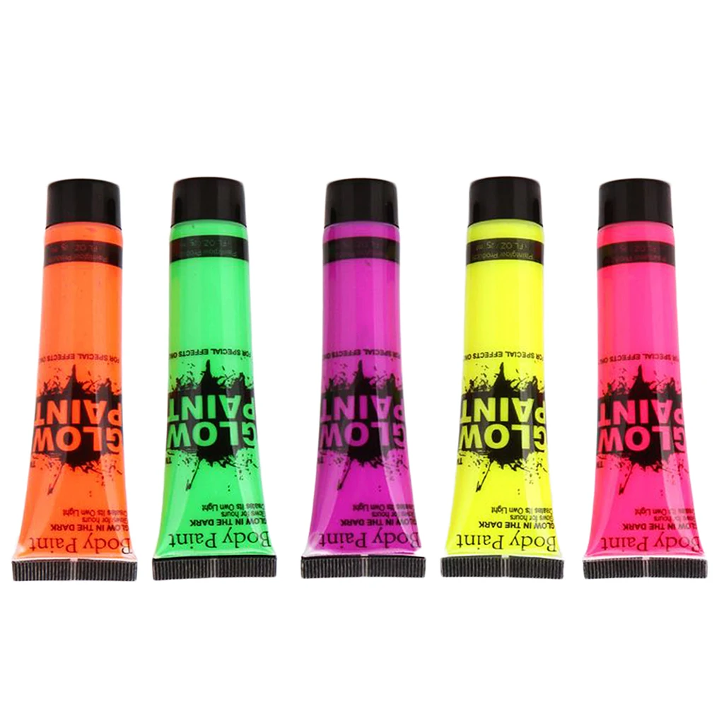 Face Body Paint Party Stage Makeup 5x Colors Neon/Glow Painting Fluorescent Party cosmetics