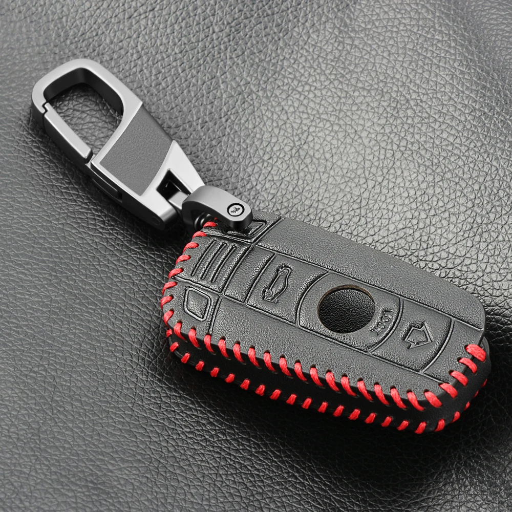 Кожаный чехол для ключей Bmw E90 E30 E60 E34 E36 E38 E39 E46 118 220 M235 320 328 428 435 528 X1 X3 Chaveiro черный