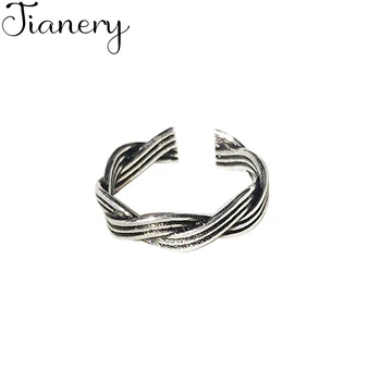 

JIANERY Romantic Boho 925 Sterling Silver Twist Rings for Women Christmas Gift Statement Jewelry Anillos Mujer